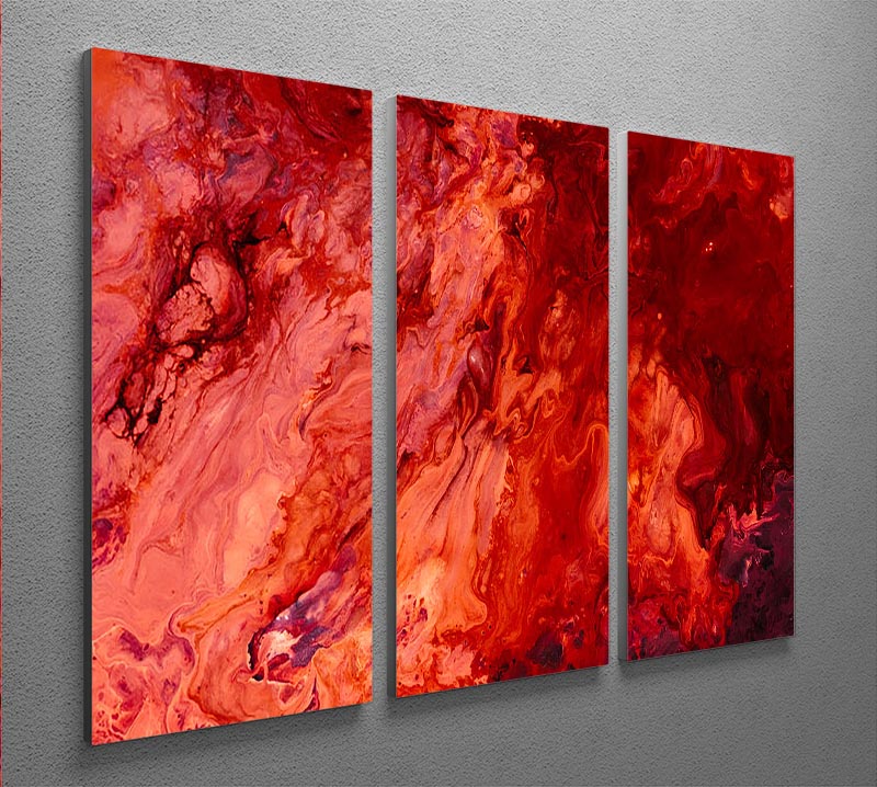 Red Flame Marble 3 Split Panel Canvas Print - Canvas Art Rocks - 2