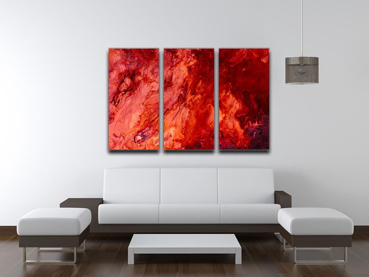 Red Flame Marble 3 Split Panel Canvas Print - Canvas Art Rocks - 3