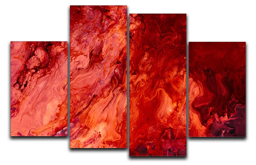 Red Flame Marble 4 Split Panel Canvas - Canvas Art Rocks - 1