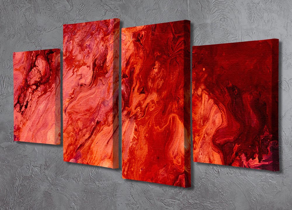 Red Flame Marble 4 Split Panel Canvas - Canvas Art Rocks - 2