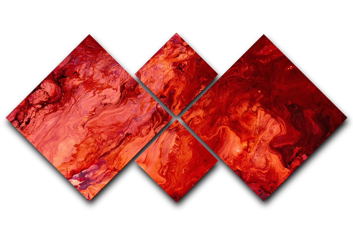 Red Flame Marble 4 Square Multi Panel Canvas - Canvas Art Rocks - 1