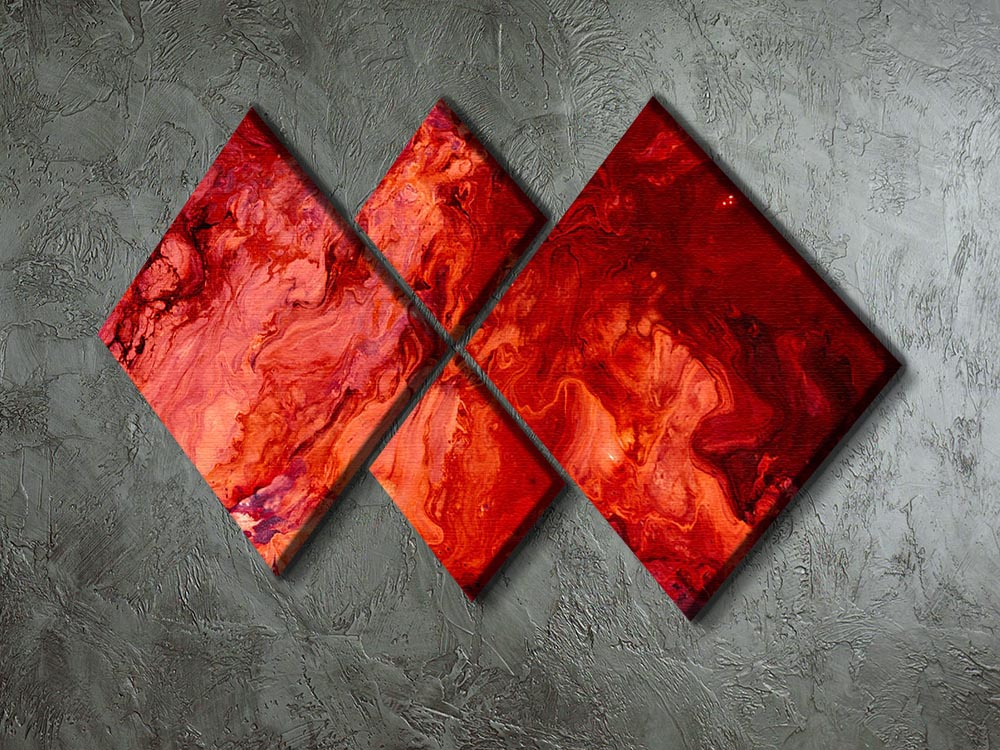 Red Flame Marble 4 Square Multi Panel Canvas - Canvas Art Rocks - 2