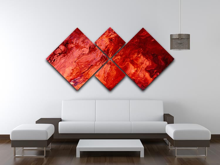 Red Flame Marble 4 Square Multi Panel Canvas - Canvas Art Rocks - 3