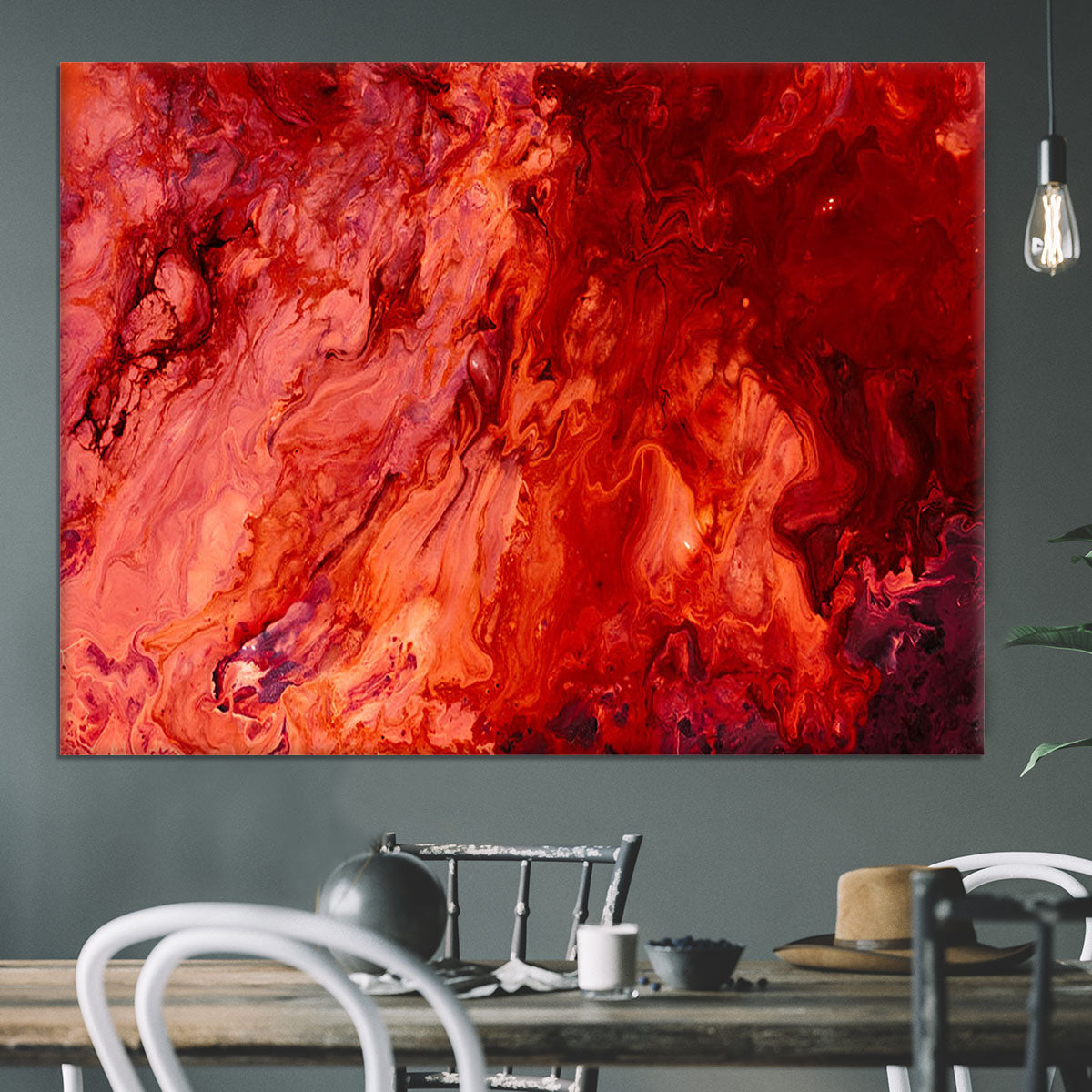 Red Flame Marble Canvas Print or Poster - Canvas Art Rocks - 3