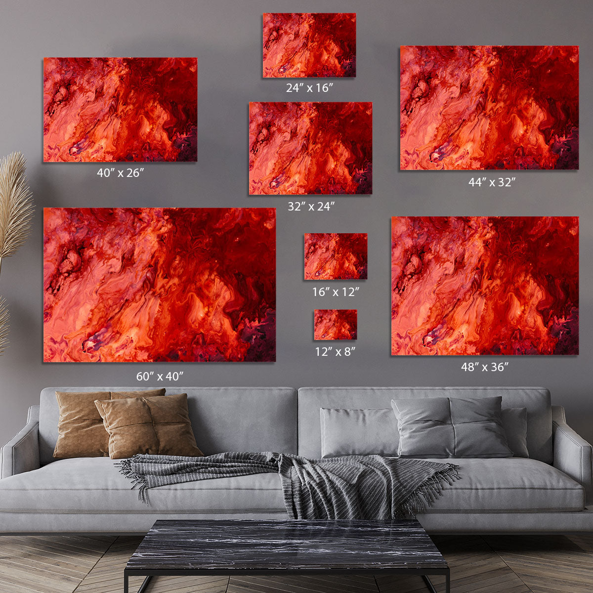 Red Flame Marble Canvas Print or Poster - Canvas Art Rocks - 7