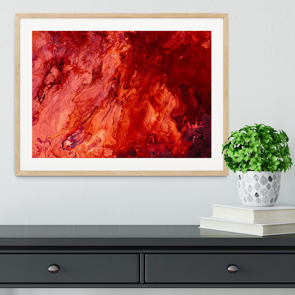 Red Flame Marble Framed Print - Canvas Art Rocks - 3