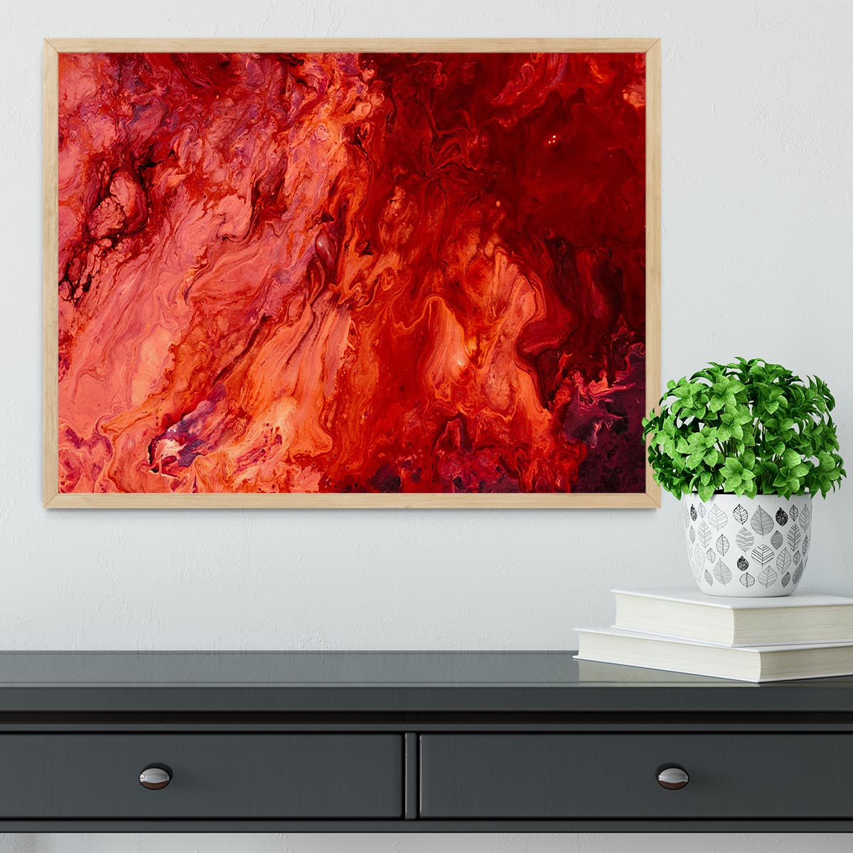 Red Flame Marble Framed Print - Canvas Art Rocks - 4
