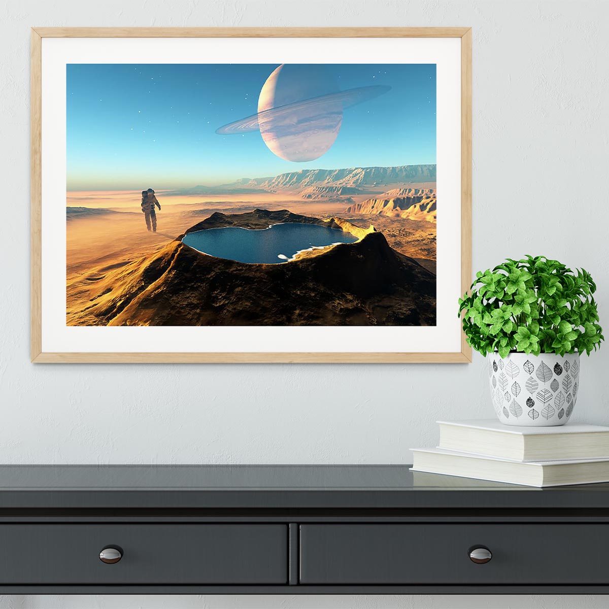 Red Planet Mars Space Walk Framed Print - Canvas Art Rocks - 3