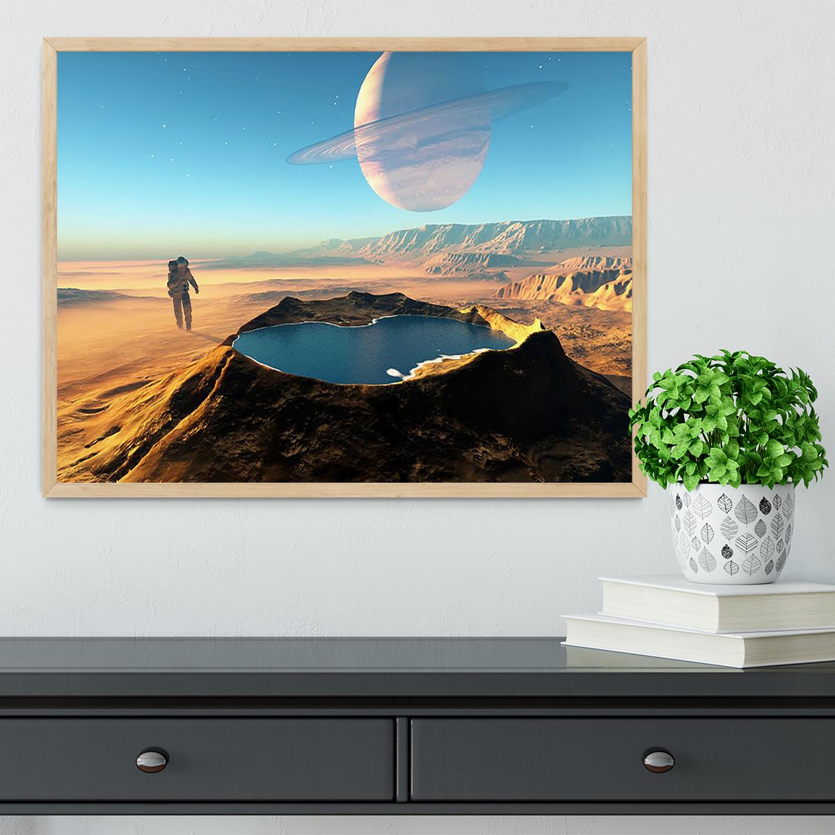 Red Planet Mars Space Walk Framed Print - Canvas Art Rocks - 4