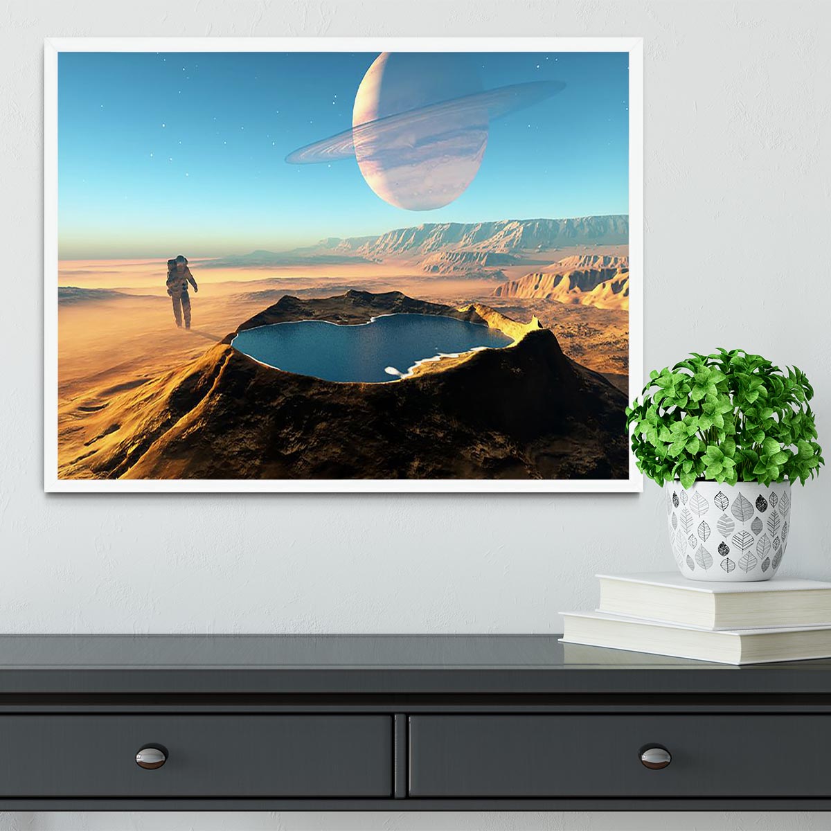 Red Planet Mars Space Walk Framed Print - Canvas Art Rocks -6