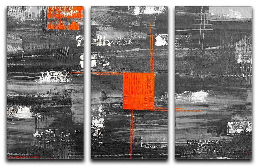 Red Square 3 Split Panel Canvas Print - Canvas Art Rocks - 1