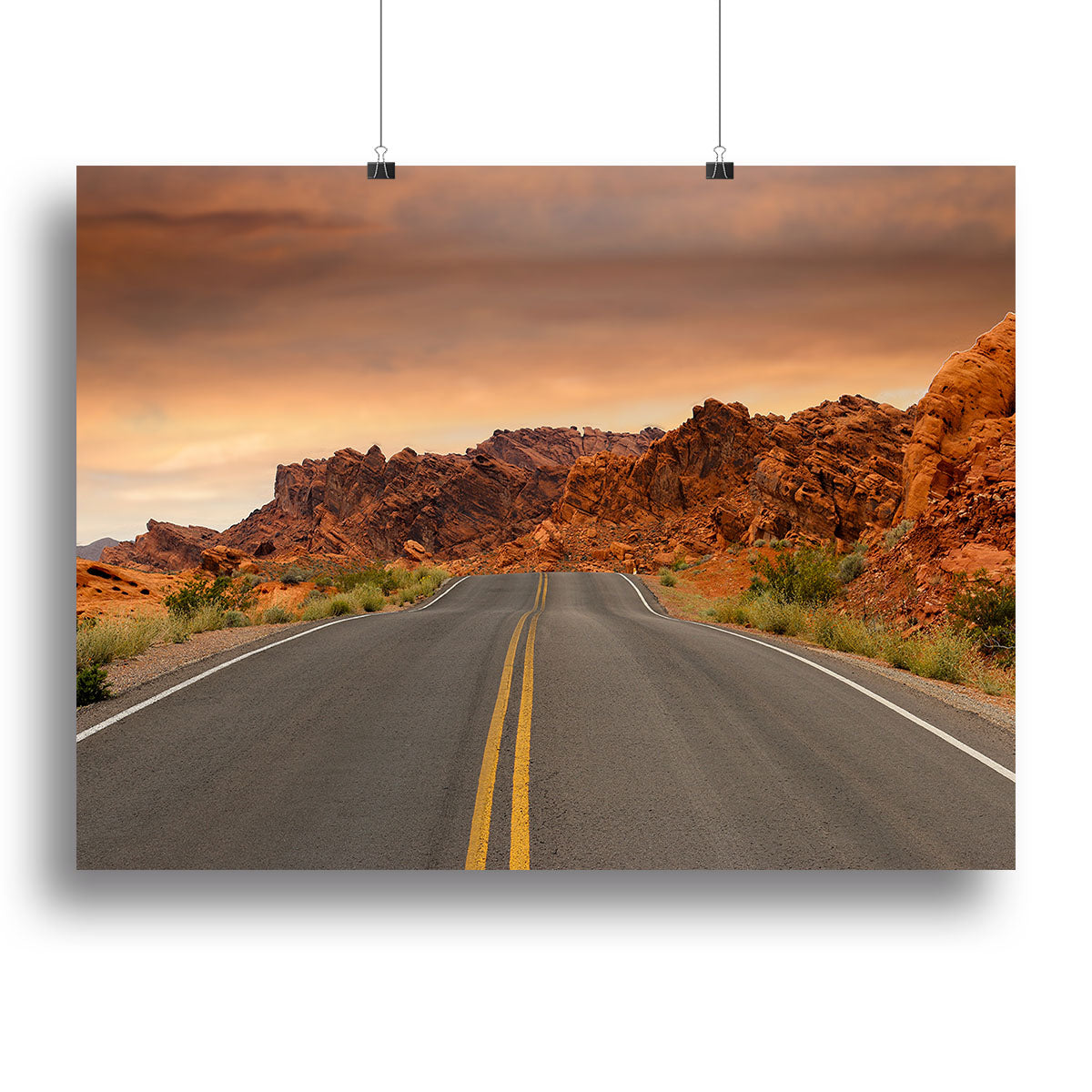 Red Sunset Mountains Canvas Print or Poster - Canvas Art Rocks - 2