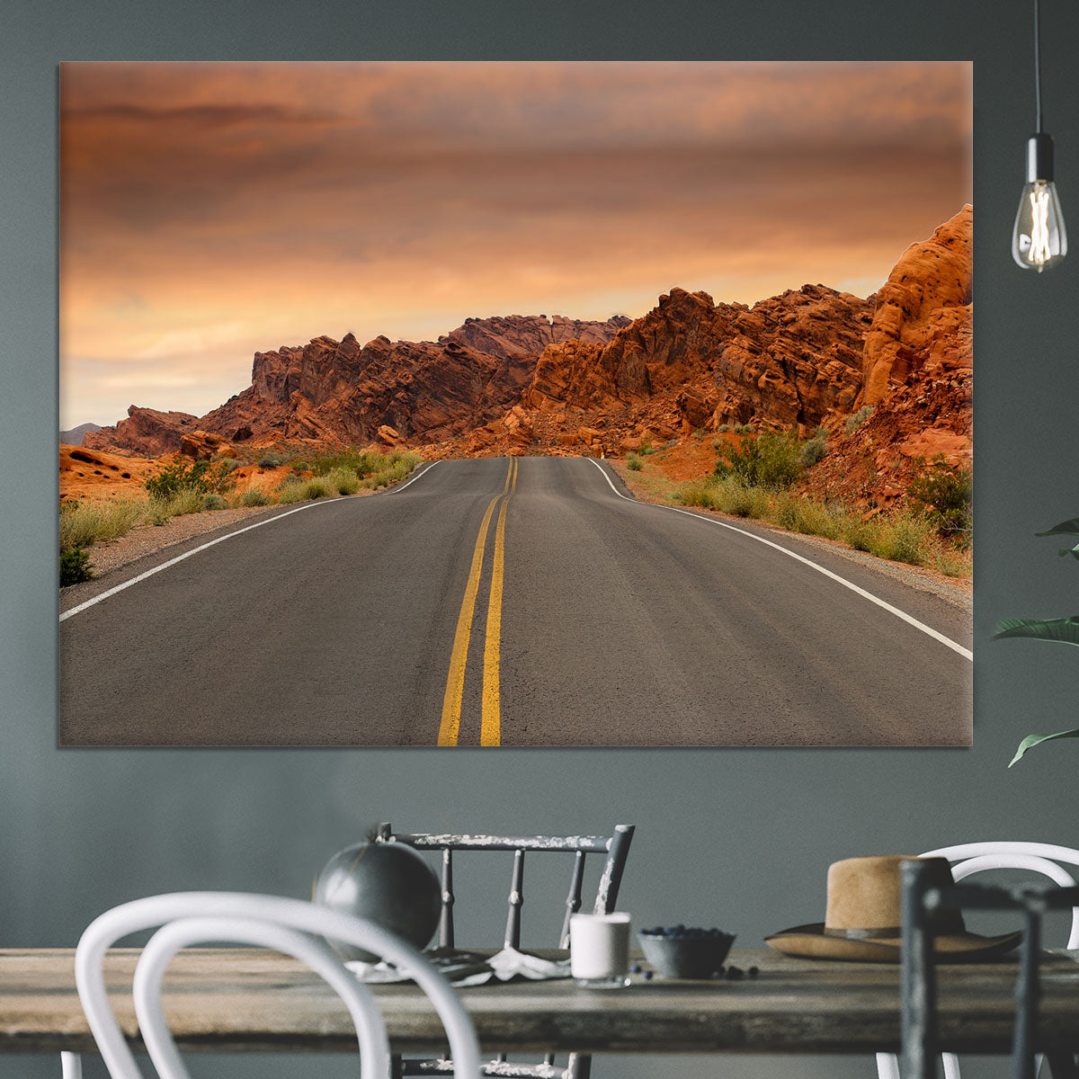 Red Sunset Mountains Canvas Print or Poster - Canvas Art Rocks - 3
