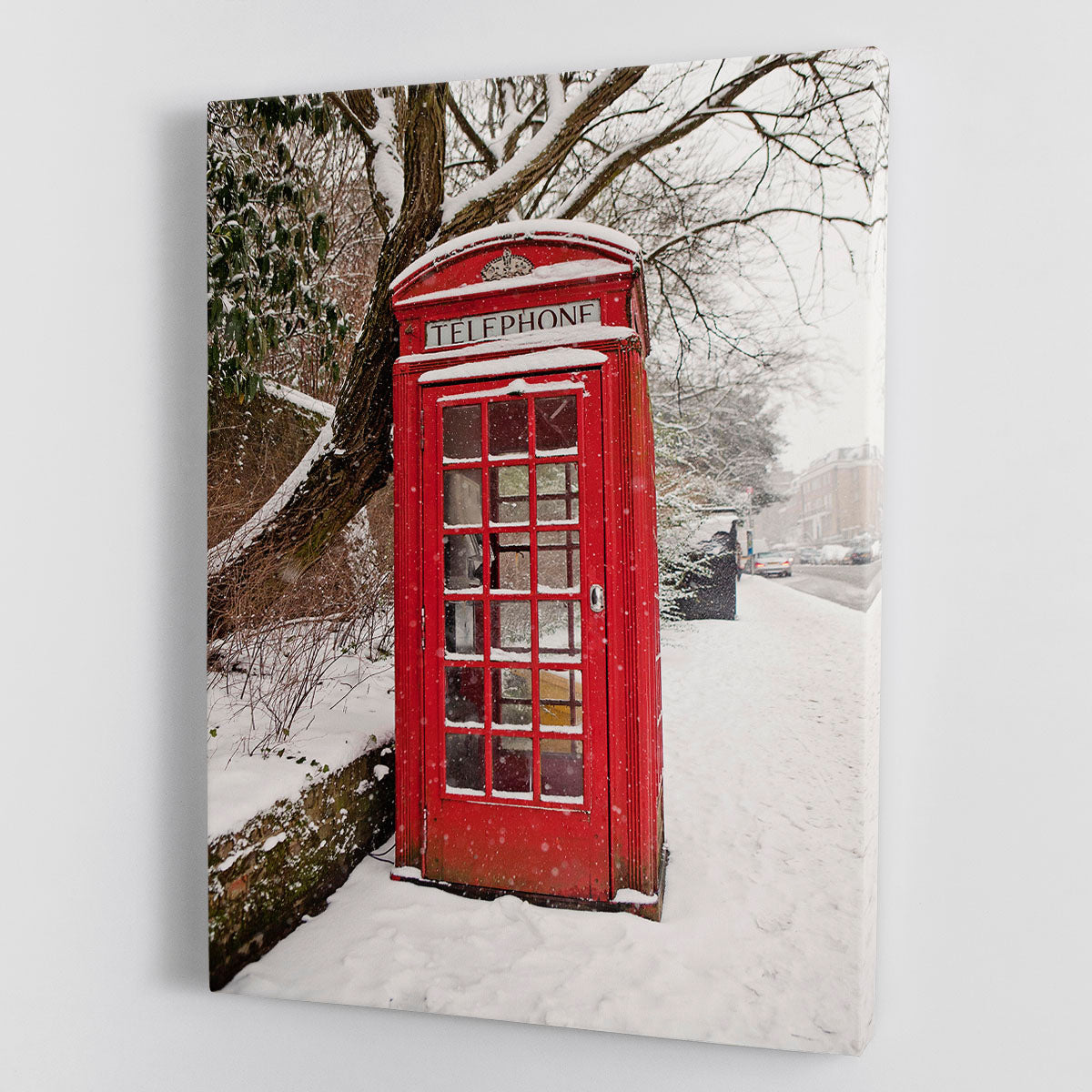 Red Telephone Box in the Snow Canvas Print or Poster - Canvas Art Rocks - 1