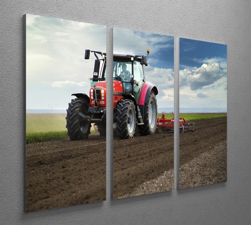 Red Tractor 3 Split Panel Canvas Print - Canvas Art Rocks - 2
