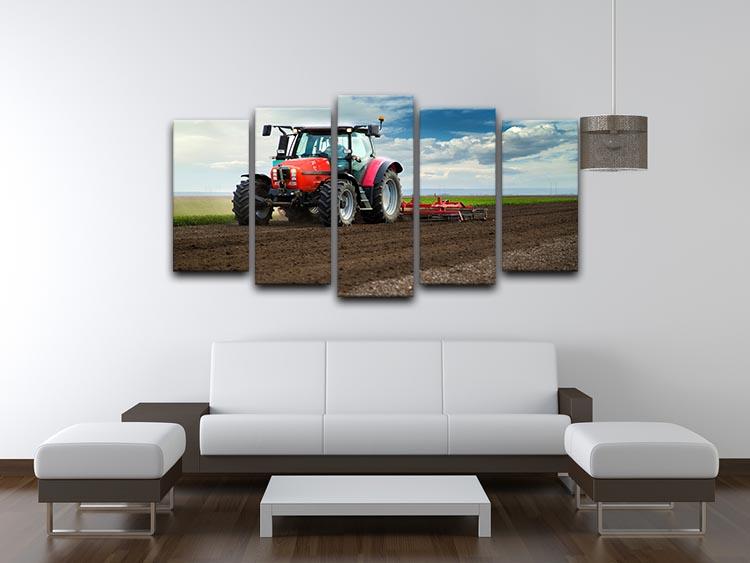 Red Tractor 5 Split Panel Canvas  - Canvas Art Rocks - 3