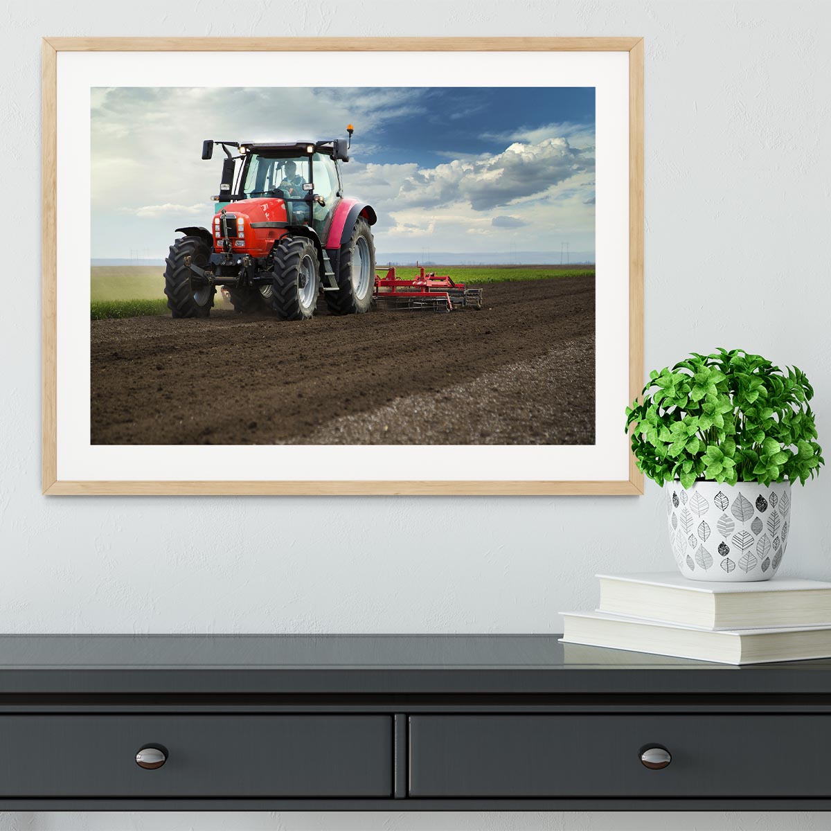 Red Tractor Framed Print - Canvas Art Rocks - 3