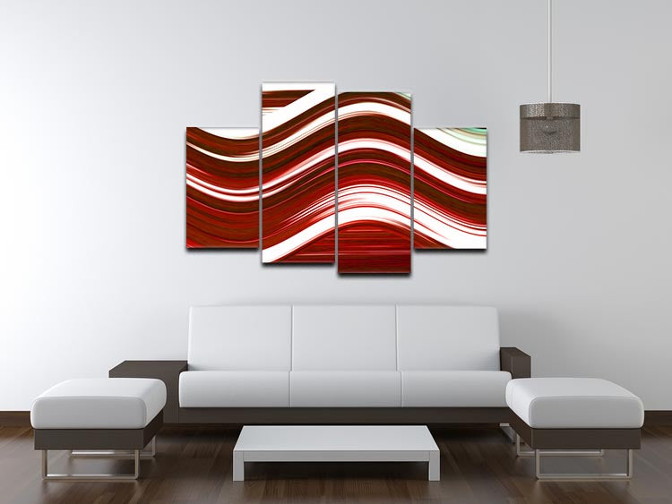 Red Wave 4 Split Panel Canvas - Canvas Art Rocks - 3