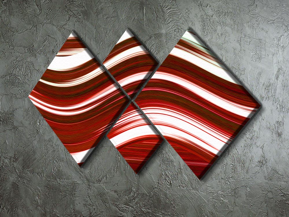 Red Wave 4 Square Multi Panel Canvas - Canvas Art Rocks - 2