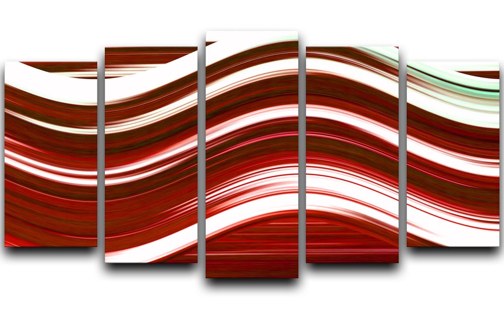 Red Wave 5 Split Panel Canvas - Canvas Art Rocks - 1