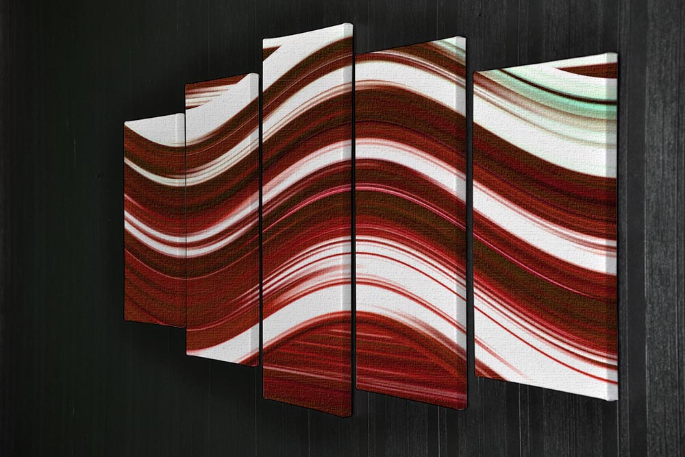 Red Wave 5 Split Panel Canvas - Canvas Art Rocks - 2