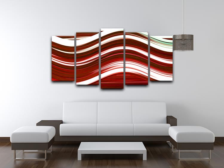 Red Wave 5 Split Panel Canvas - Canvas Art Rocks - 3