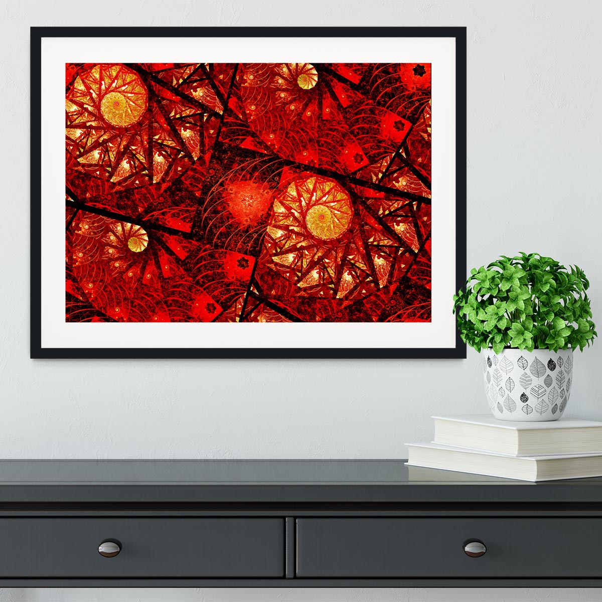 Red fiery glowing spiral Framed Print - Canvas Art Rocks - 1