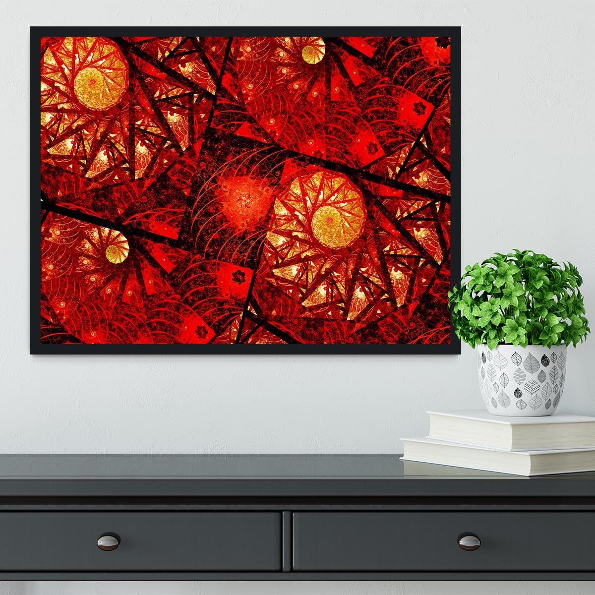Red fiery glowing spiral Framed Print - Canvas Art Rocks - 2