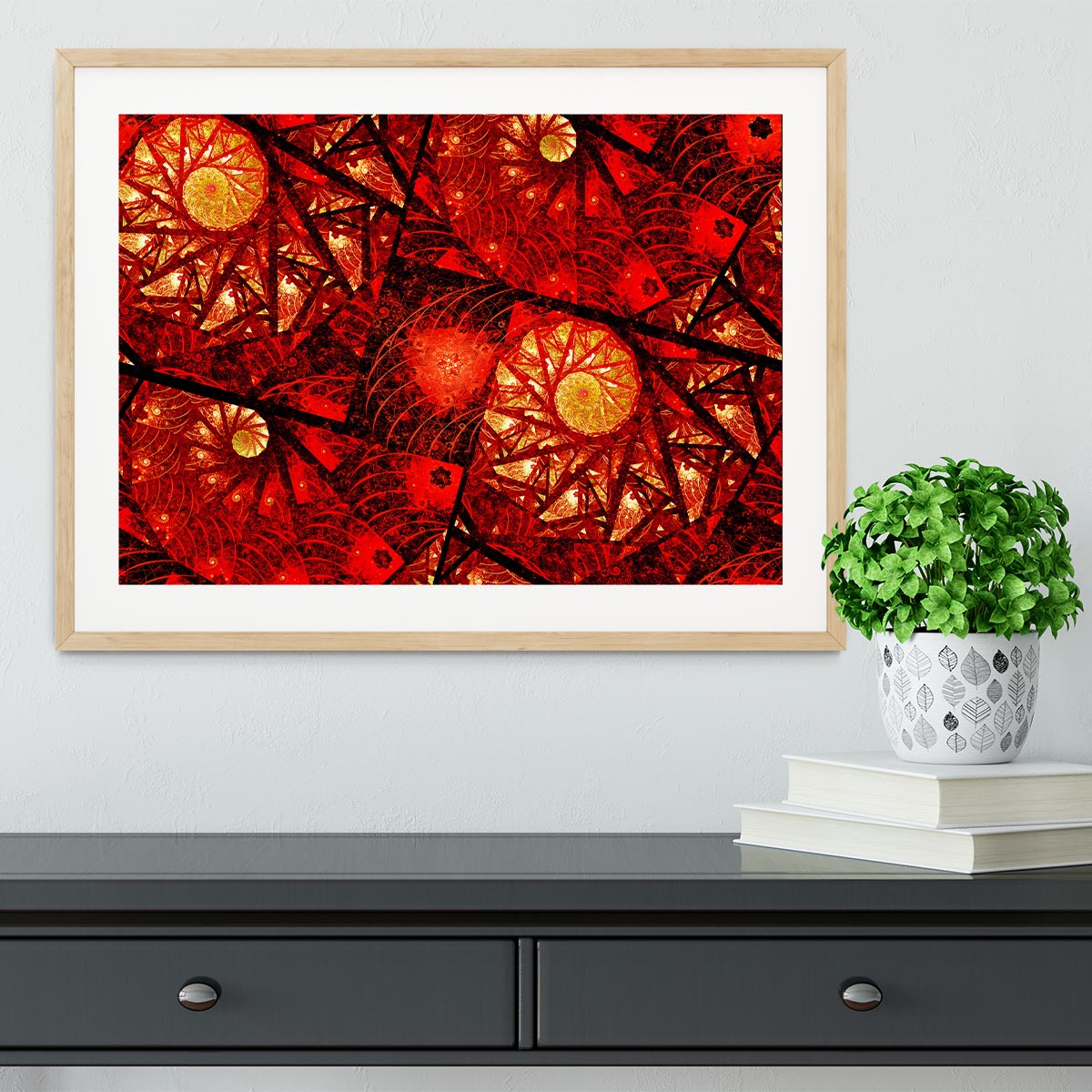 Red fiery glowing spiral Framed Print - Canvas Art Rocks - 3