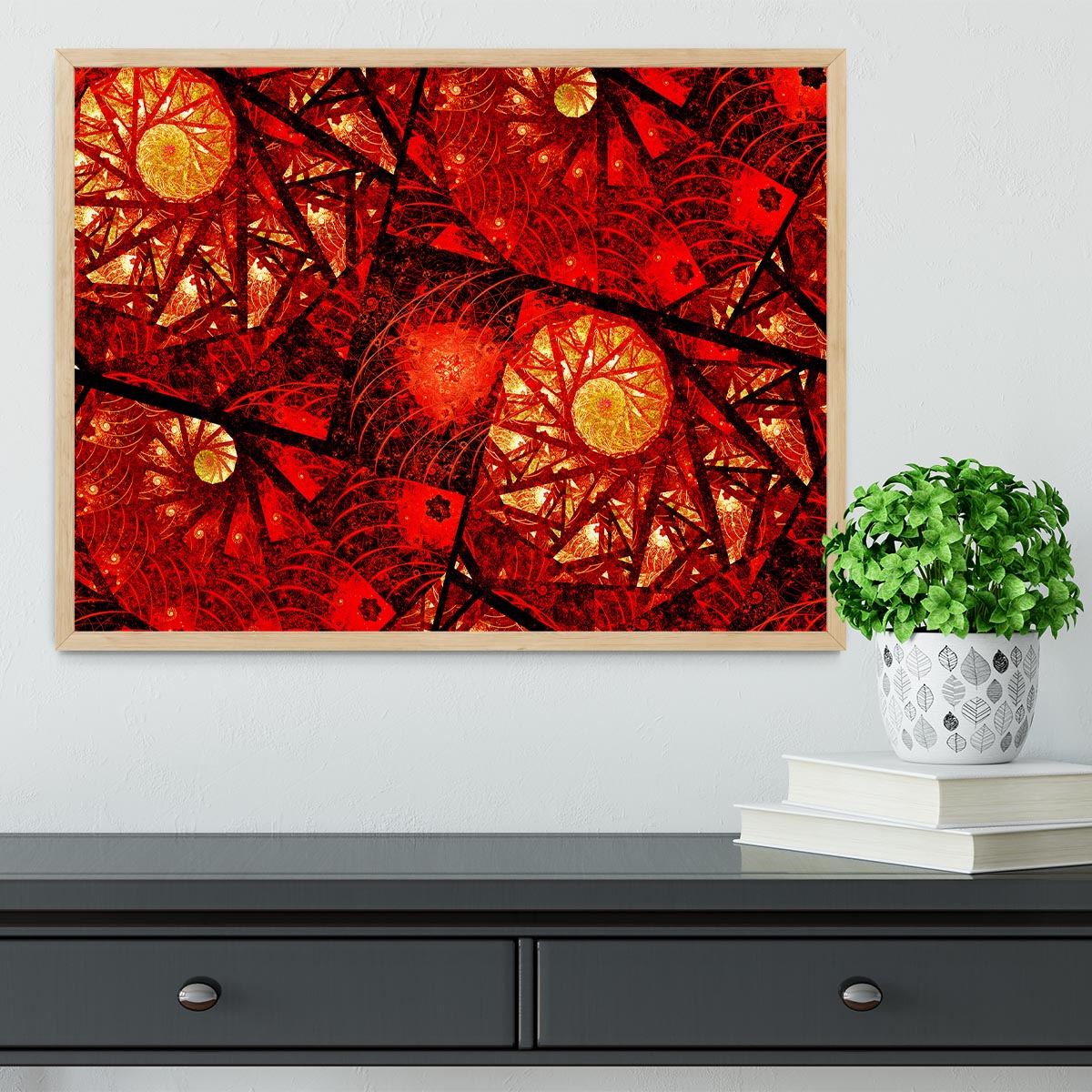 Red fiery glowing spiral Framed Print - Canvas Art Rocks - 4