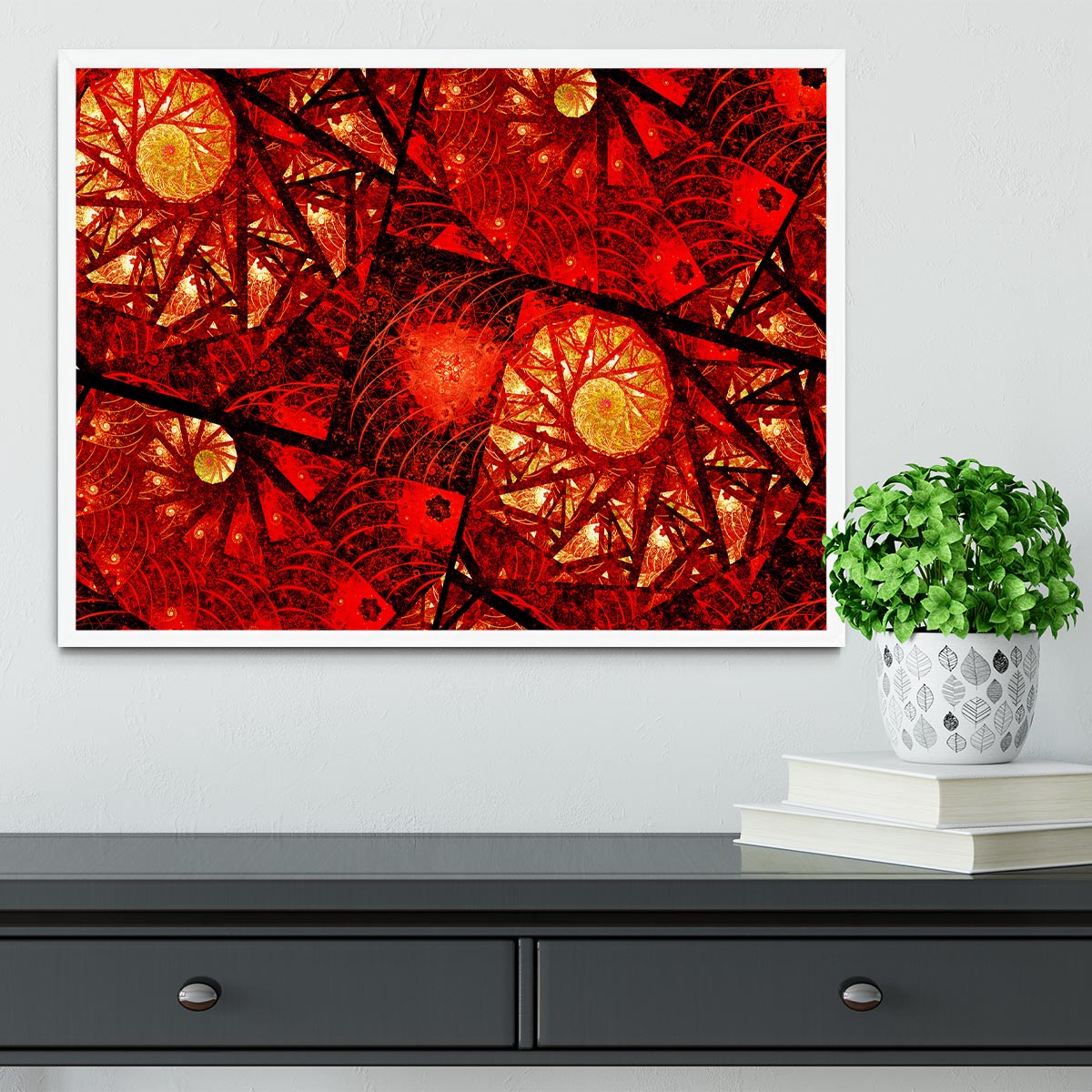 Red fiery glowing spiral Framed Print - Canvas Art Rocks -6