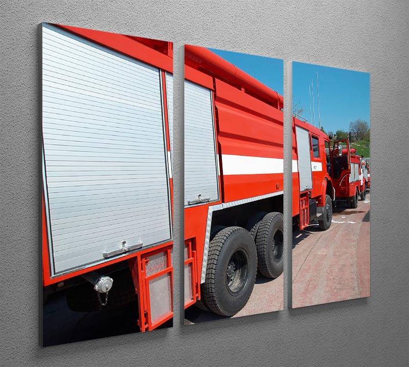Red fire engine standing on the road 3 Split Panel Canvas Print - Canvas Art Rocks - 2