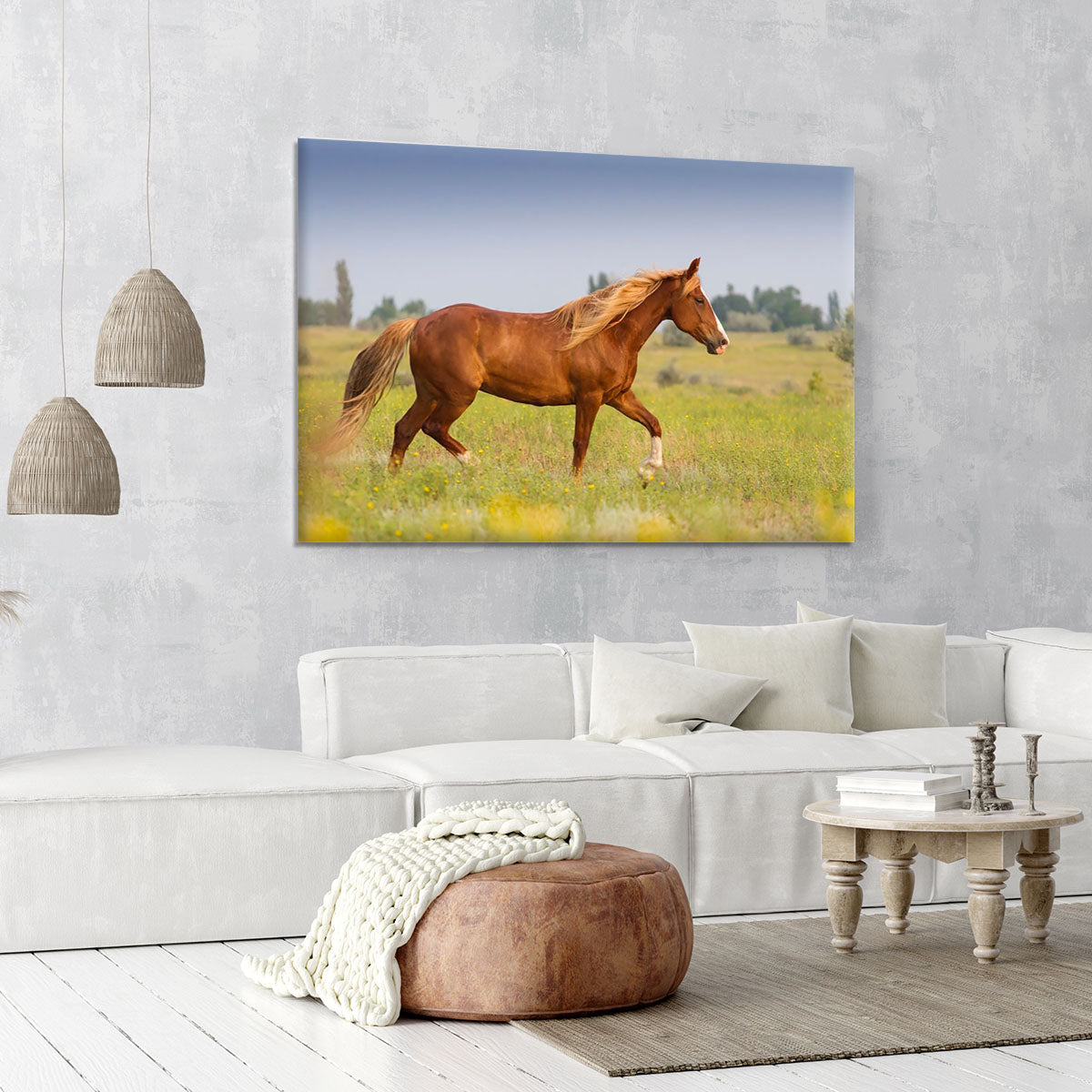 Red horse with long mane Canvas Print or Poster - Canvas Art Rocks - 6