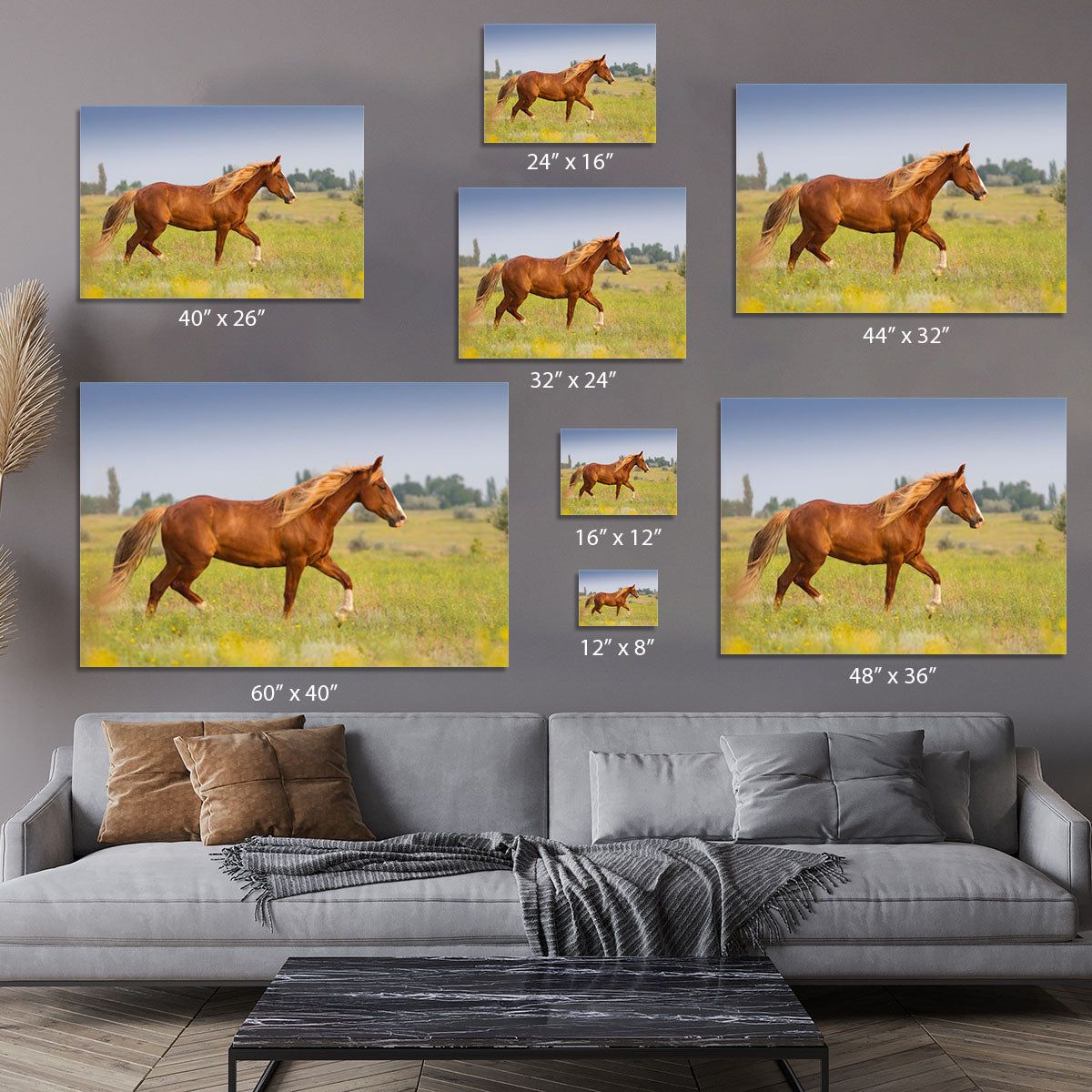 Red horse with long mane Canvas Print or Poster - Canvas Art Rocks - 7