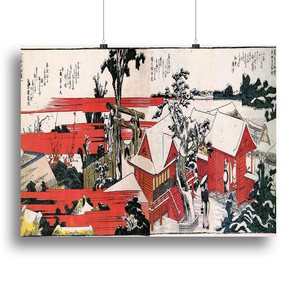 Red houses by Hokusai Canvas Print or Poster - Canvas Art Rocks - 2