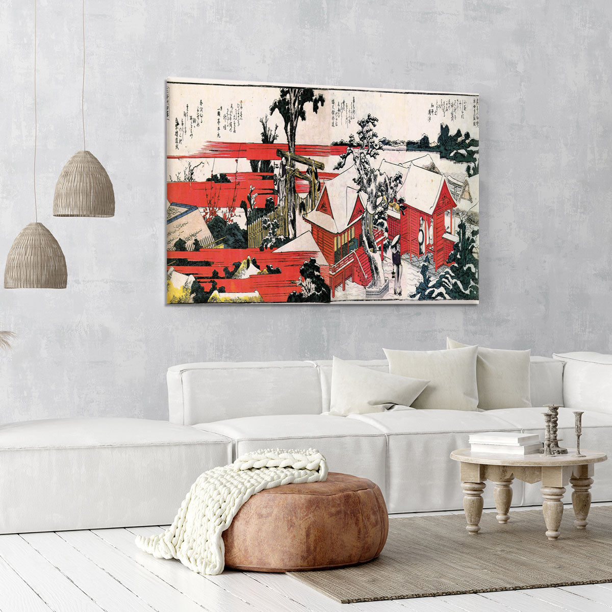 Red houses by Hokusai Canvas Print or Poster - Canvas Art Rocks - 6
