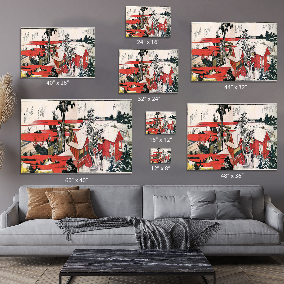 Red houses by Hokusai Canvas Print or Poster - Canvas Art Rocks - 7