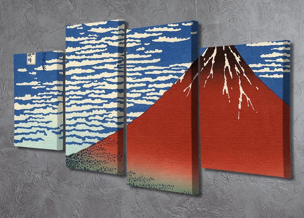 Red southern wind on Fiji on a clear morning by Hokusai 4 Split Panel Canvas - Canvas Art Rocks - 2