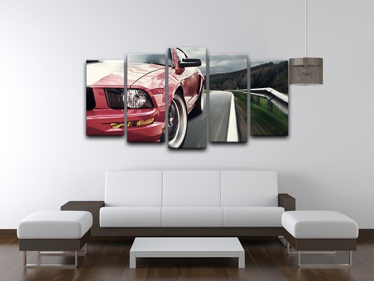 Red sport car 5 Split Panel Canvas  - Canvas Art Rocks - 3