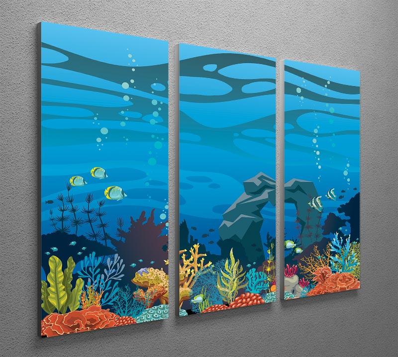 Reef with fish and stone arch 3 Split Panel Canvas Print - Canvas Art Rocks - 2