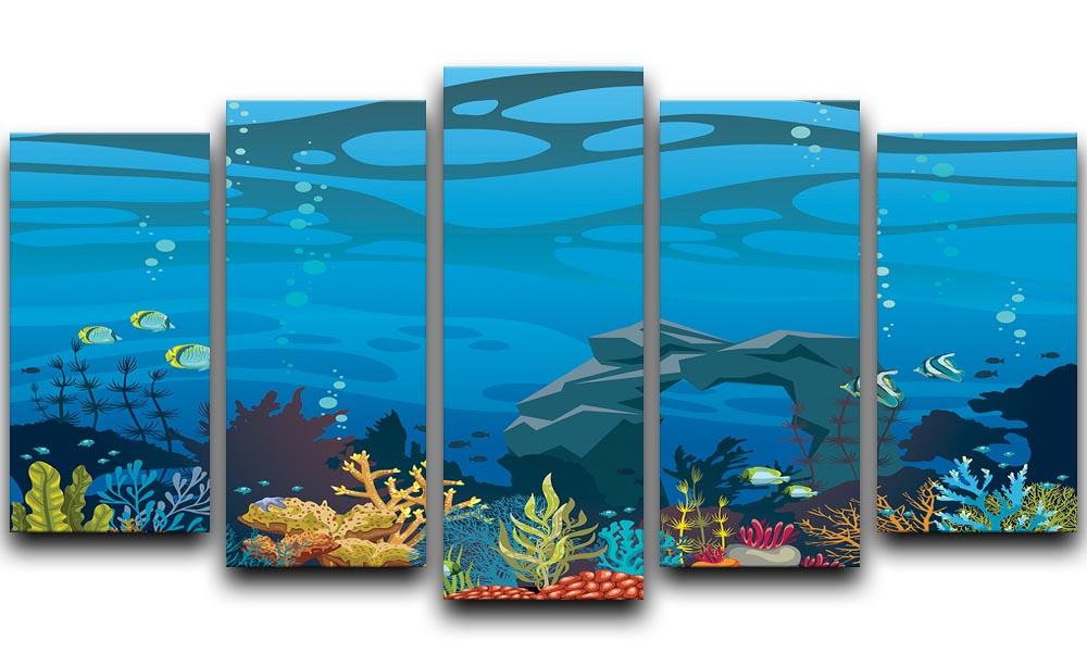 Reef with fish and stone arch 5 Split Panel Canvas  - Canvas Art Rocks - 1