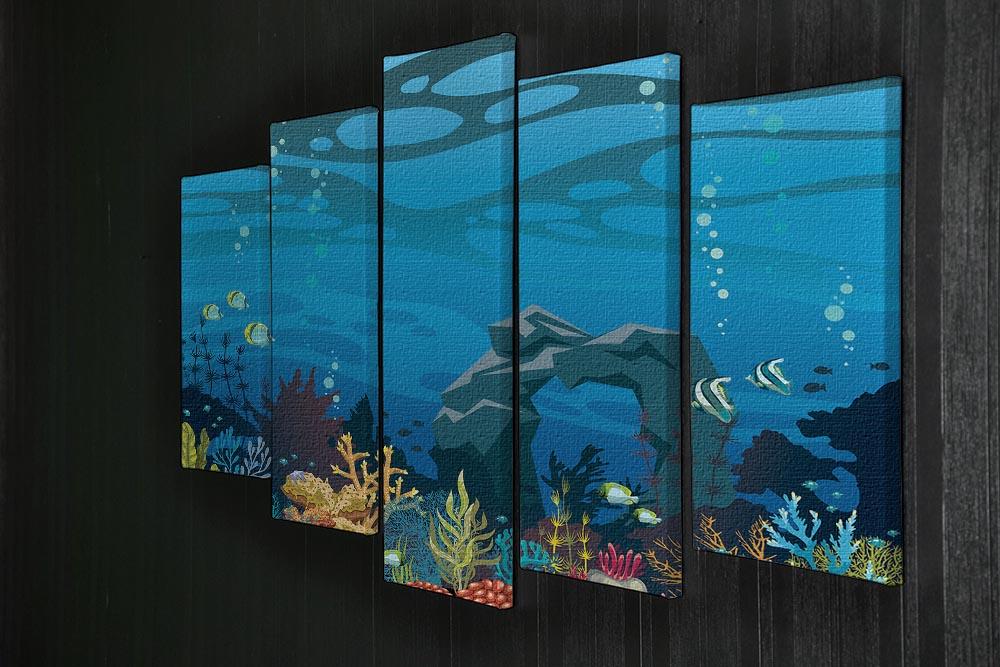 Reef with fish and stone arch 5 Split Panel Canvas  - Canvas Art Rocks - 2