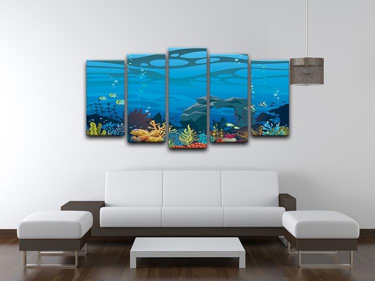 Reef with fish and stone arch 5 Split Panel Canvas  - Canvas Art Rocks - 3