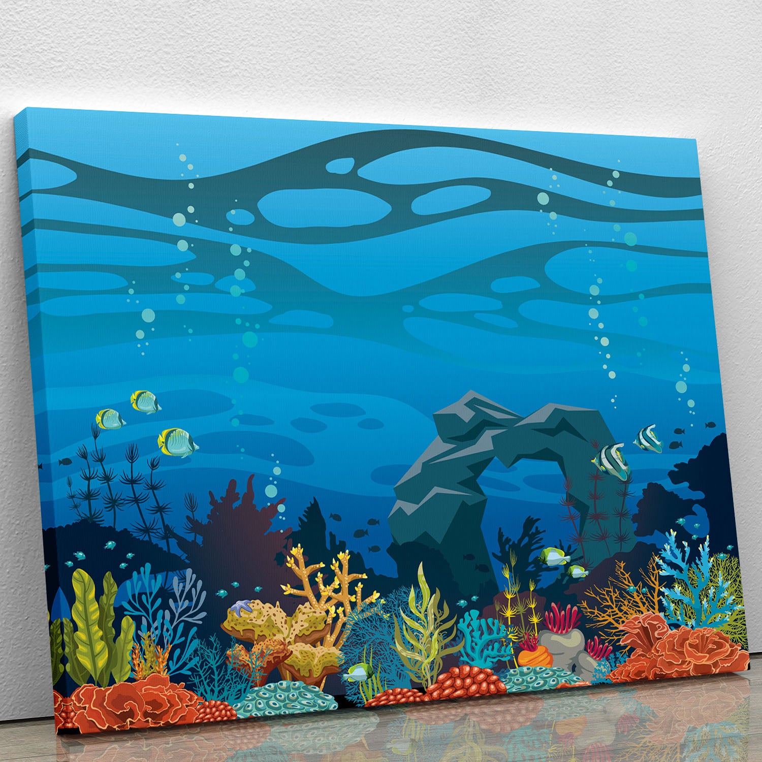 Reef with fish and stone arch Canvas Print or Poster - Canvas Art Rocks - 1
