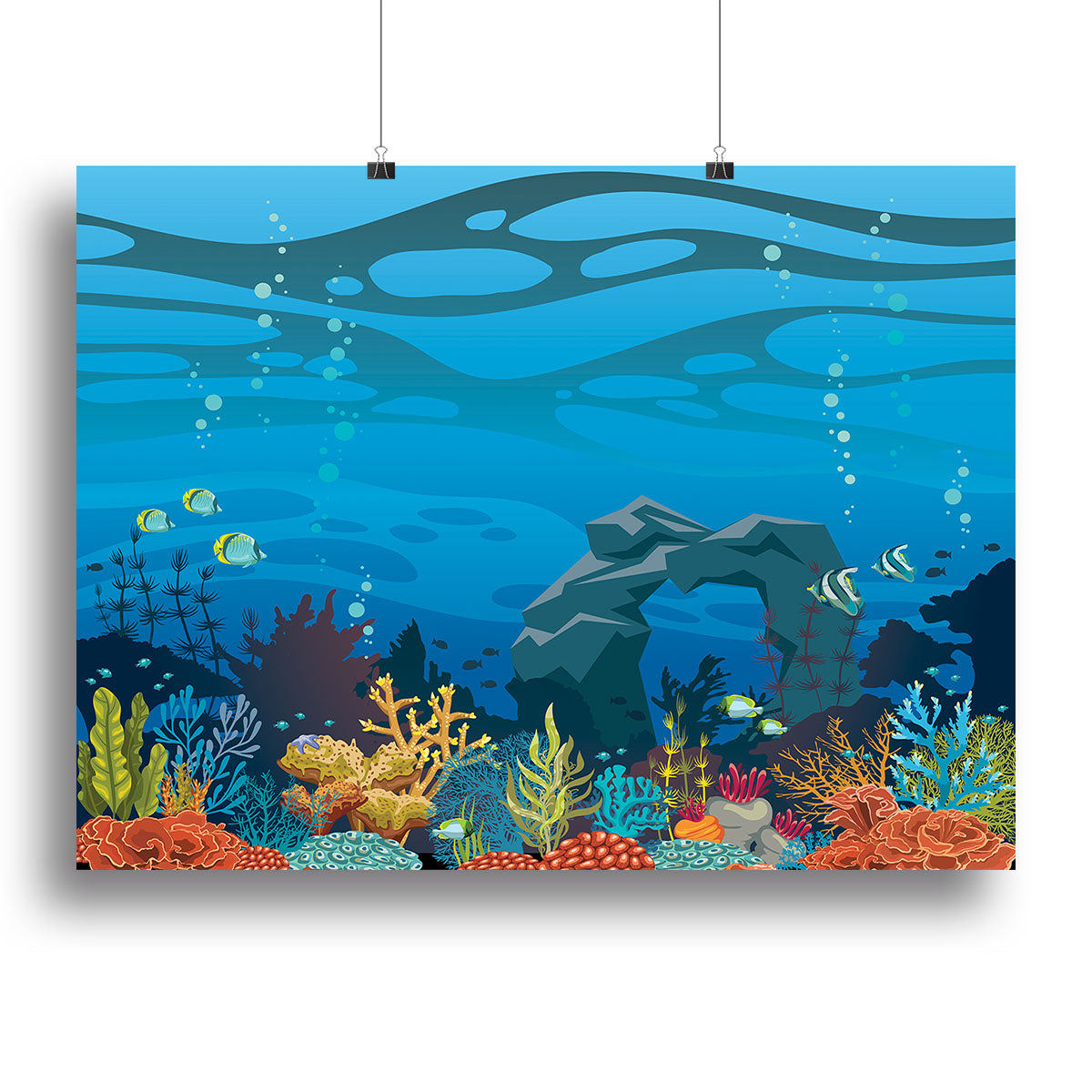 Reef with fish and stone arch Canvas Print or Poster - Canvas Art Rocks - 2