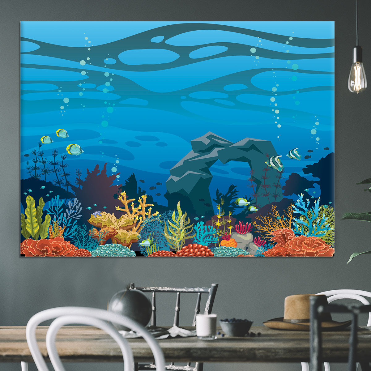 Reef with fish and stone arch Canvas Print or Poster - Canvas Art Rocks - 3