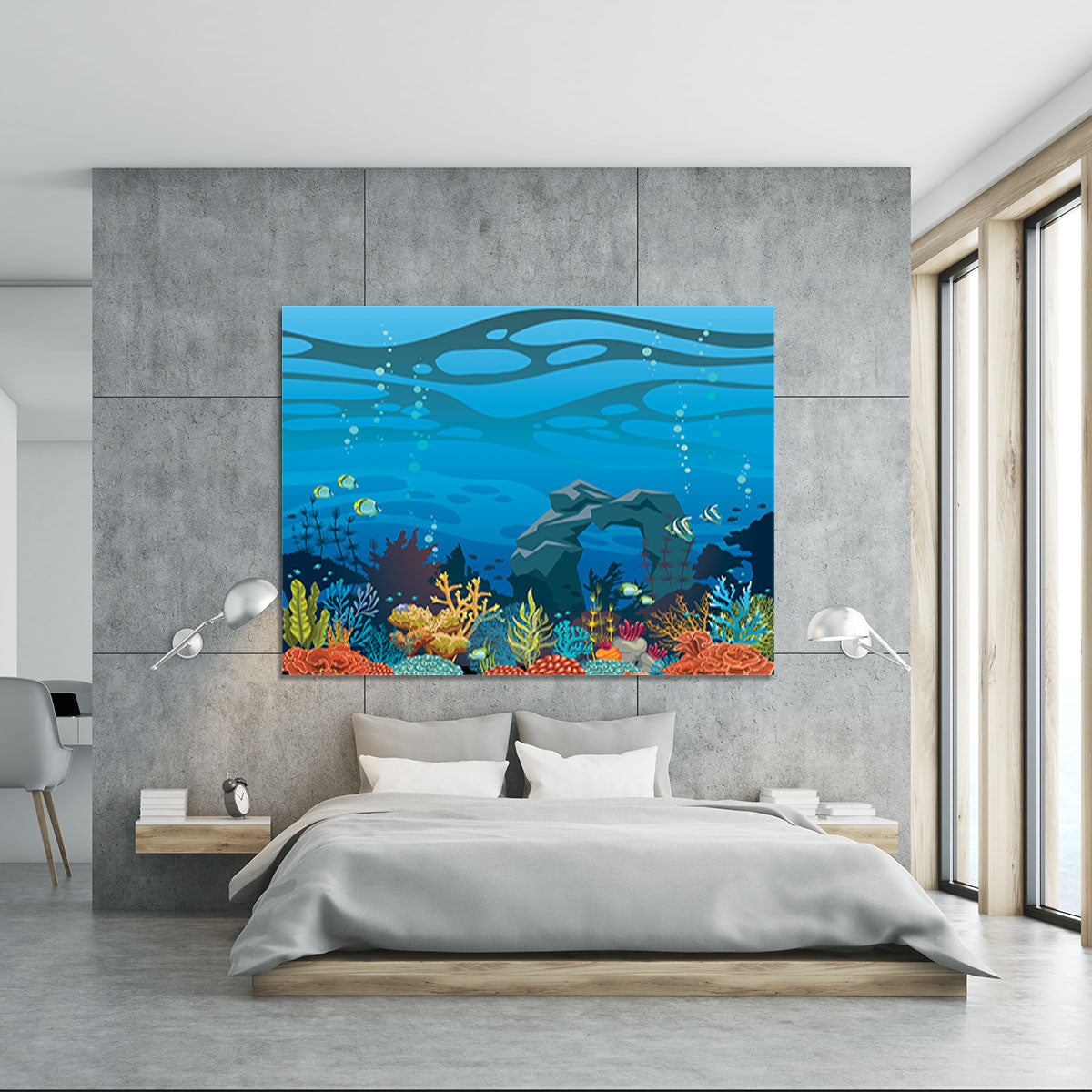Reef with fish and stone arch Canvas Print or Poster - Canvas Art Rocks - 5