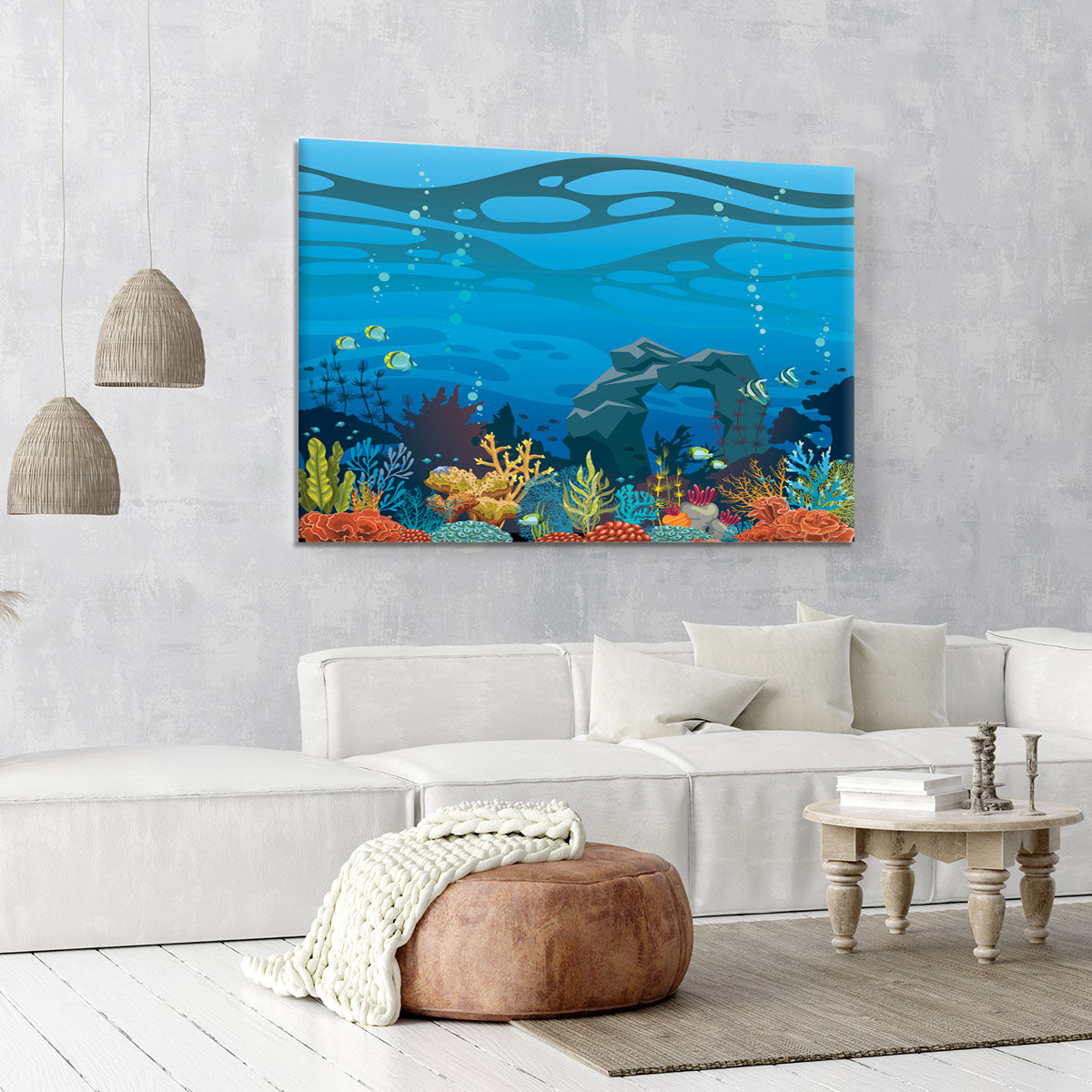 Reef with fish and stone arch Canvas Print or Poster - Canvas Art Rocks - 6
