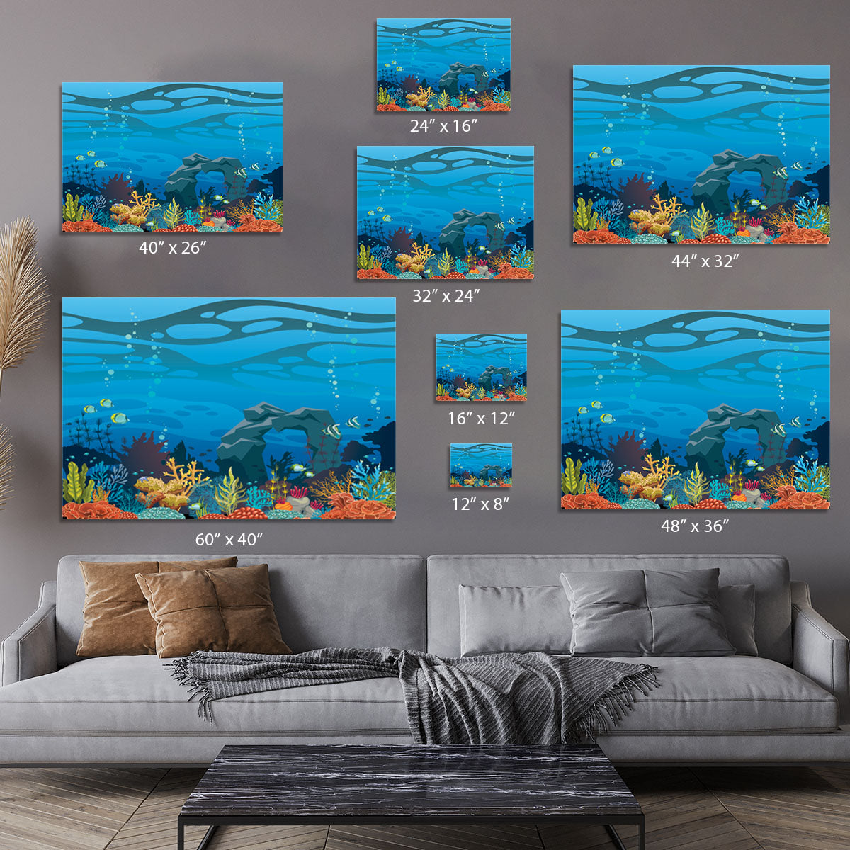 Reef with fish and stone arch Canvas Print or Poster - Canvas Art Rocks - 7