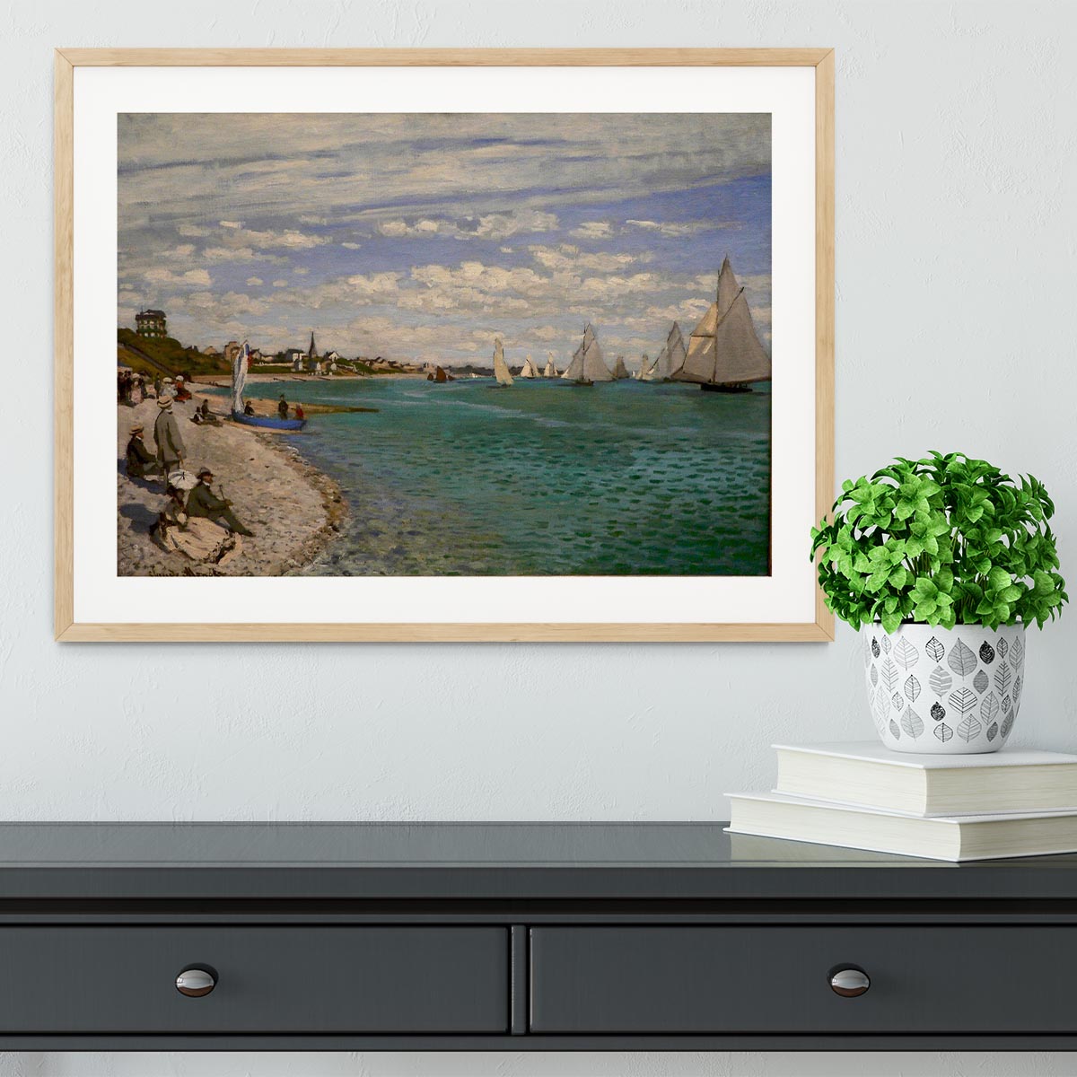 Regatta at St. Adresse by Monet Framed Print - Canvas Art Rocks - 3
